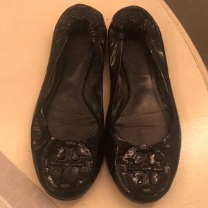 Tory Burch Black Patent Leather Ballet Shoes